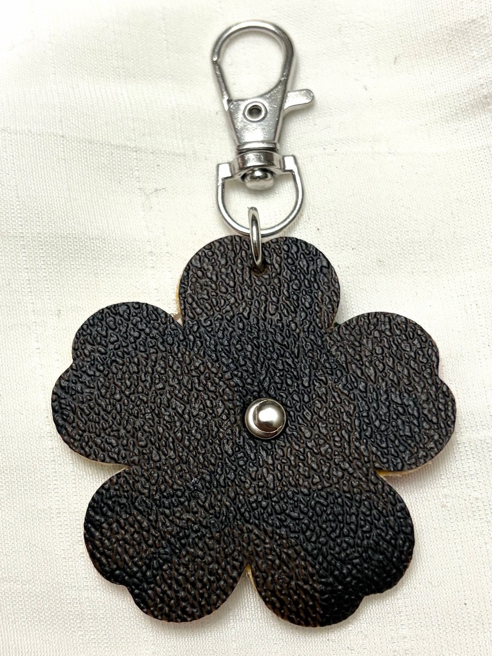 Upcycled COACH Multicolor Floral Leather Key & Card Holder Charm with Crystal - Picture 2 of 5